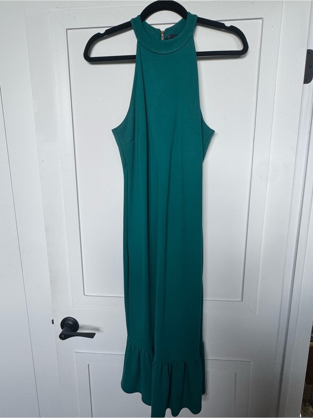 Felicity & CocoSleeveless High-Neck Teal Midi Dress with Ruffle Hem